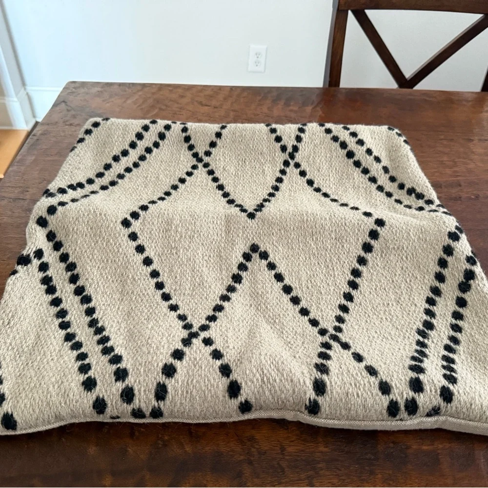 Two Crate & Barrell Geometric Black and Tan Accent Pillow